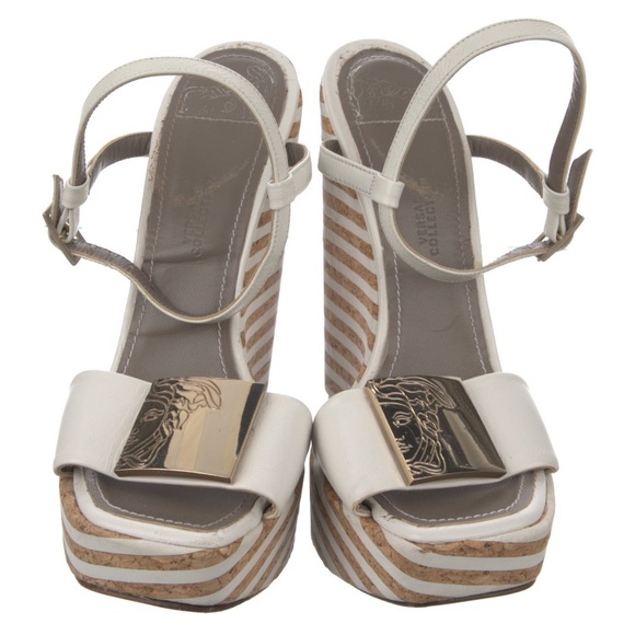 🔥🔥 VERSACE Collection Leather Printed Espadrilles SZ 9 IT39 - Picture 3 of 5